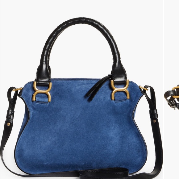 Brand new “CHLOE” Small Marcie Blue Suede Black Trim - Picture 13 of 15